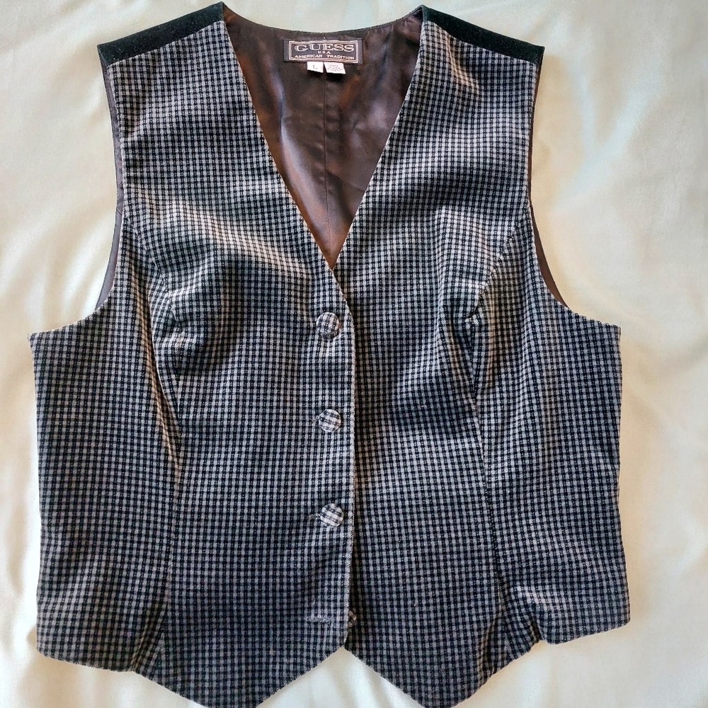VTG velvet cropped Guess vest 90s